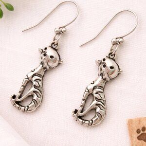 Whimsical Sitting Cat Dangle Earrings